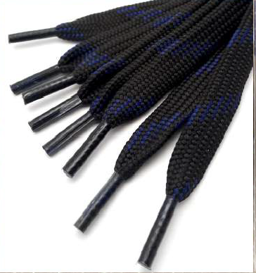 Шнурки плоские арт №43 110см цв черн/синий(8-9мм)