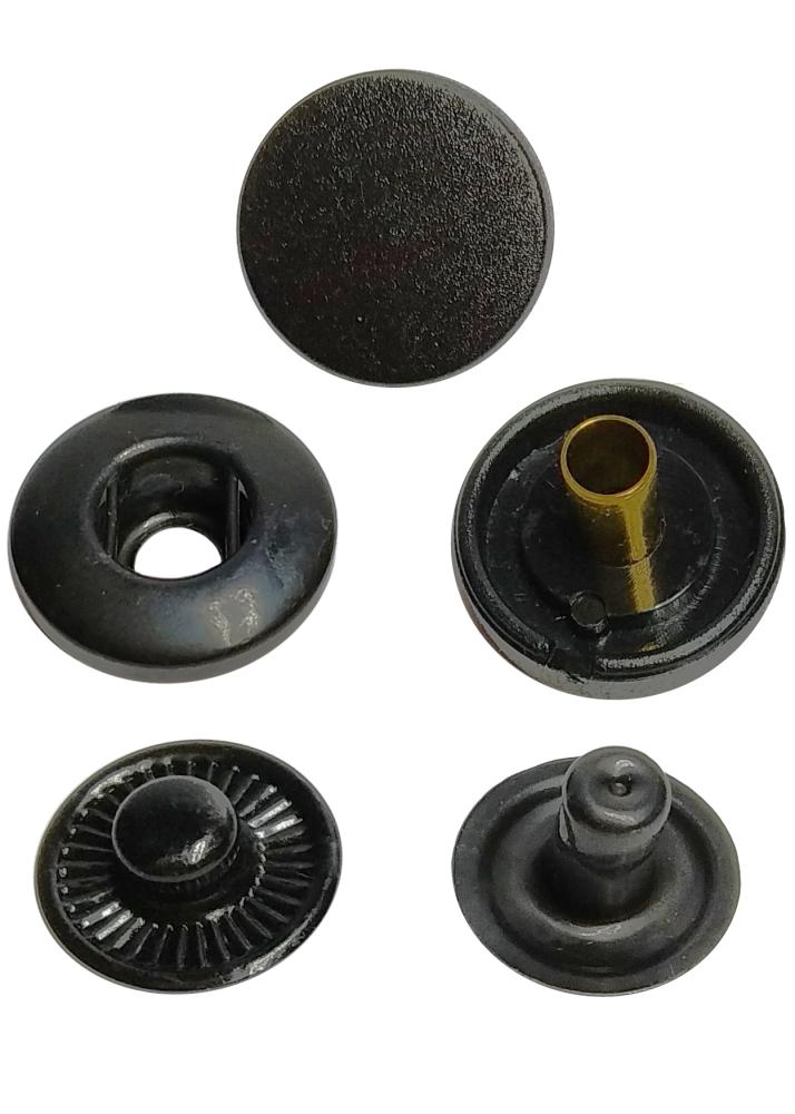 Кнопки металл пласт верх 15мм цв черный (уп 720 шт)