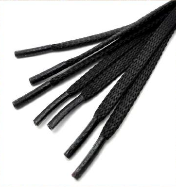 Шнурки плоские блестящ арт №52 80 см цв черный (4-5мм)